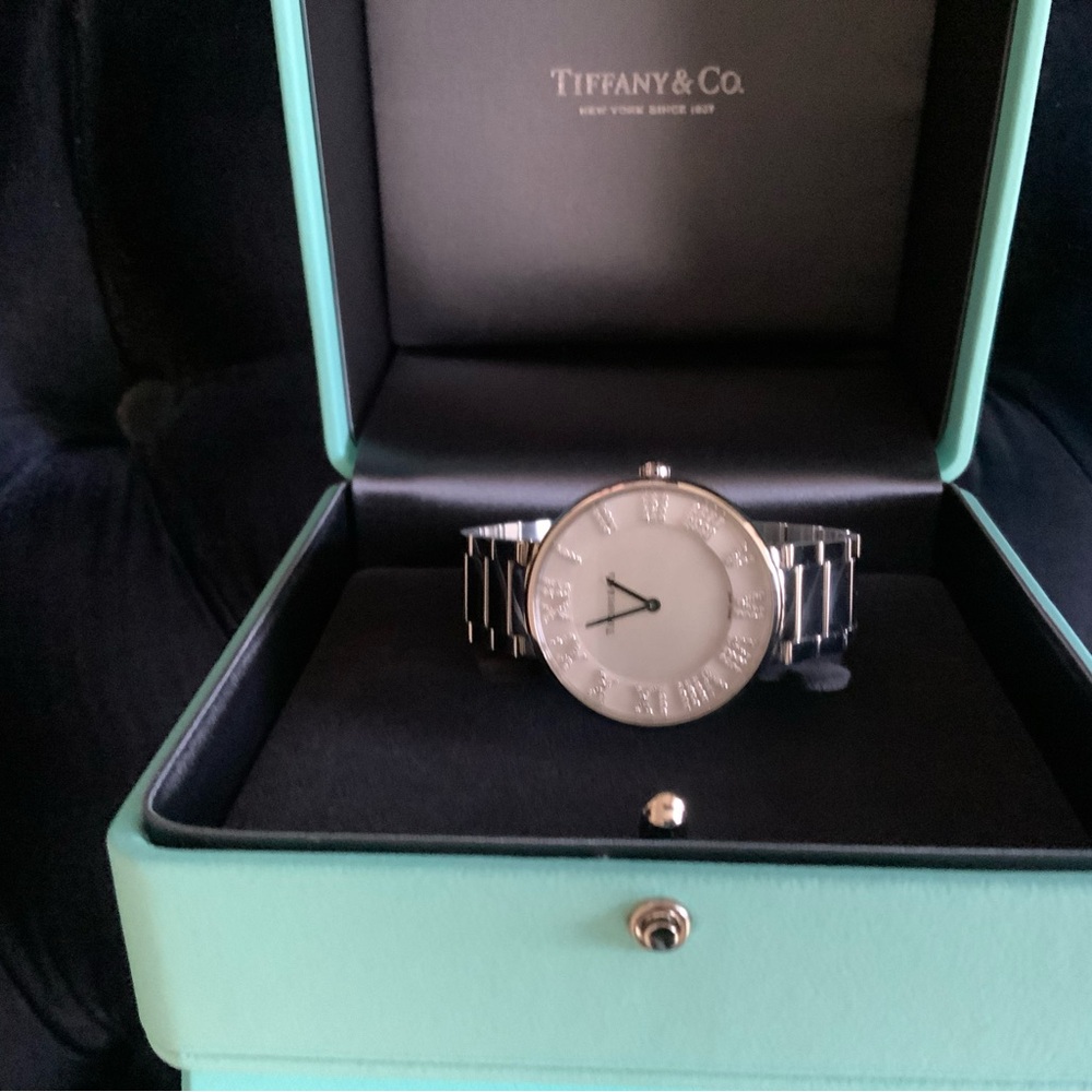 Tiffany & Co. Stainless steel bracelet Watch with pave diamonds on the number